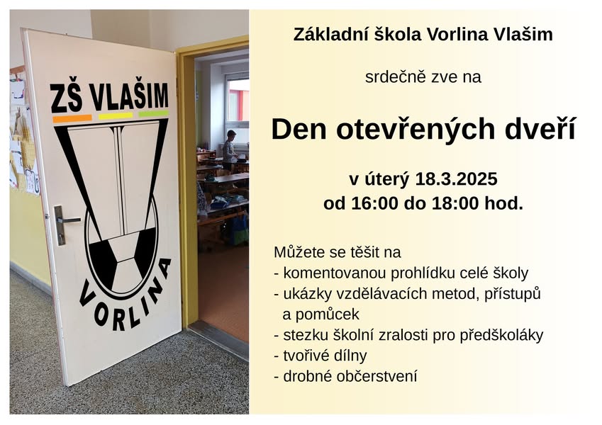 Den otevřených dveří na ZŠ Vorlina Vlašim