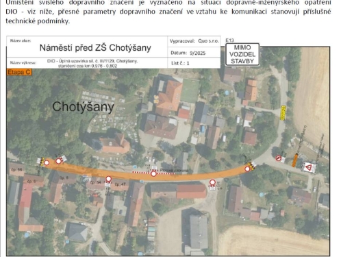 Plánovaná uzavírka silnice v Chotýšanech už po víkendu!