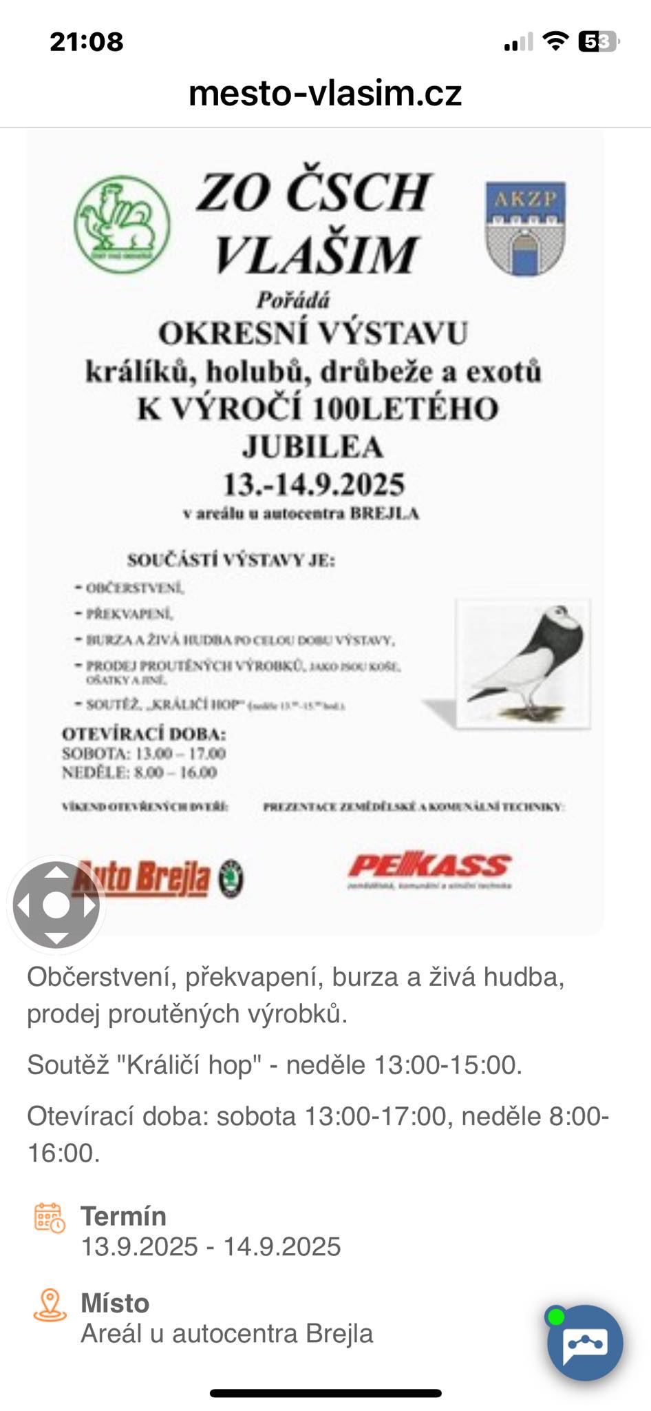 Okresní výstava králíků a ptactva 100 let
